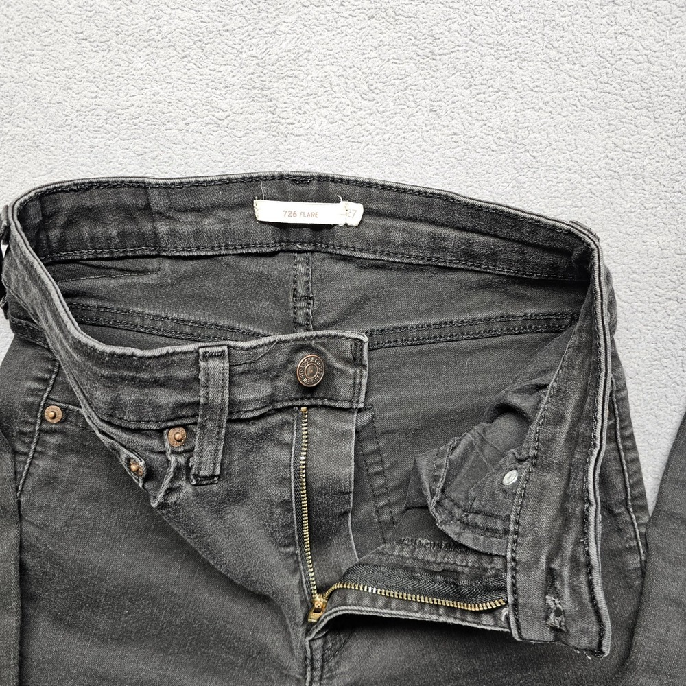 Levi's 726 Jeans Womens 27 Black Denim Slim Fit‎ Flared Leg Streetwear Americana - Picture 7 of 11